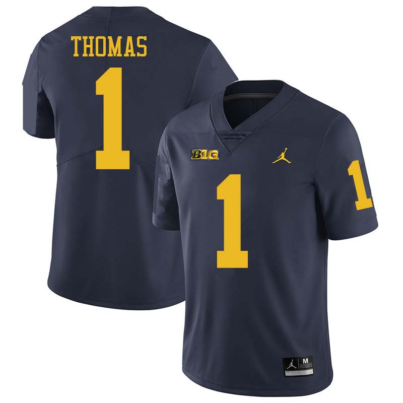 Jordan Brand Men #1 Ambry Thomas Michigan Wolverines College Football Jerseys Sale-Navy